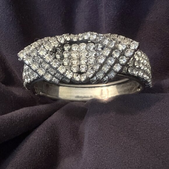 Silver and Rhinestone Bangle Vintage 20's - Picture 12 of 12